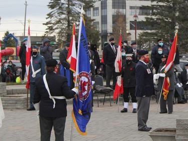 Members of the Royal Canadian Legion, the various cadet corps and the Algonquin Regiment were among the participants in the Remembrace Day ceremony held in Timmins Thursday morning.

RON GRECH/The Daily Press