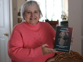 Ghislaine Raymond holds the book she co-wrote with her sister Laurette Leblond. The book is about Raymond's friend and mentor Anneliese Pitt and is titled 'A Living Nightmare: From the memoirs and stories told by Anneliese Pitt.'

Dariya Baiguzhiyeva/Local Journalism Initiative