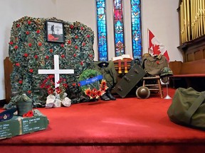 A Remembrance display at St. Andrew's Church, Tillsonburg. (Submitted)