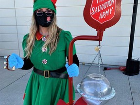 The Salvation Army's 2021 Christmas Kettle campaign was launched Nov. 19 in Simcoe. Among those encouraging the community to give generously is Ashley Watts of Simcoe, a Christmas support worker with the local Salvation Army. This year's kettle campaign runs until 4 p.m. on Dec. 24. Monte Sonnenberg/Postmedia