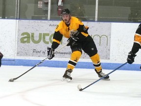 Tillsonburg Thunder’s Todd Ratchford scored a second-period power-play goal Saturday against Alvinston and finished with a four-point night. (Chris Abbott/Norfolk and Tillsonburg News)