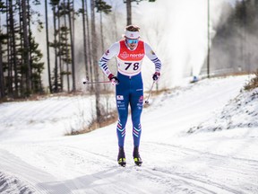 Oxenden's Julian Smith raced earlier this month in Canmore after being sidelined for 19 months amid the COVID-19 pandemic. Smith skied in two early-season training races at the Canmore Nordic Centre. Photo supplied.