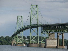 The Ogdensburg-Prescott International Bridge is five kilometres east of Prescott, Ont.