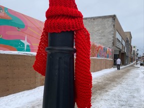 The AIDS Committee of North Bay & Area HIV - Hep C Services tied 192 scarves around lamp posts throughout the downtown core Wednesday to recognize World AIDS day.