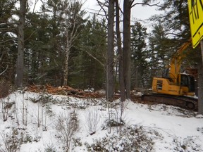 A pile of boards is all that remains of the historic Bruce Mines jail after efforts to save the structure failed. PAT KERR