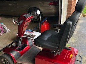 Huron County Ontario Provincial Police (OPP) is hopeful to get some tips to help solve a recent theft case that occurred in Port Albert. Sometime between 9:00 a.m. on November 28, 2021 and 9:00 a.m. on November 29, 2021 someone stole an outdoor mobility scooter and trailer from a residence located on Ashfield Street in Port Albert. Officers later located the stolen trailer abandoned on River Mill Line, however, the scooter is still outstanding. The stolen scooter is described as a red, 2013 Pride Wrangler outdoor mobility scooter valued at $7,500.