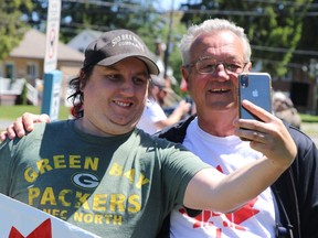 Independent MPP Randy Hillier meets demonstrators at anti-lockdown demonstration at Bellevue Park last May. (BRIAN KELLY/THE SAULT STAR/POSTMEDIA NETWORK)