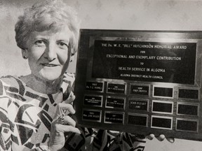 Joan O'Leary was recognized for her contributions to health care when she received the Dr. William Hutchison Award in 1990. FILE
