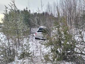 A Dodge Ram pickup found in the ditch near Halfway Lake Provincial Park on Tuesday was reported stolen from Sudbury on Nov. 28, police have determined. They are still looking for the individual who was driving the truck when it crashed.
