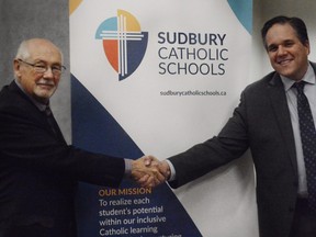 Sudbury Catholic District School Board reappointed its board chair and vice-chair at its inaugural board meeting on Tuesday. Michael Bellmore and Ray Desjardins were unanimously acclaimed by the board of trustees, SCDSB said in a release.
