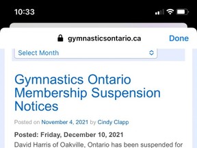 Dave Harris, a former North Bay Apollo Gymnastics coach has been suspended for two years, which is in accordance with Gymnastics Ontario’s Discipline and Complaints Policy, the organization said on its website.