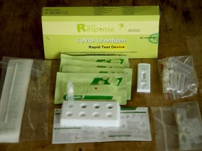 An example of the new rapid antigen tests for COVID-19 that are being distributed for free.