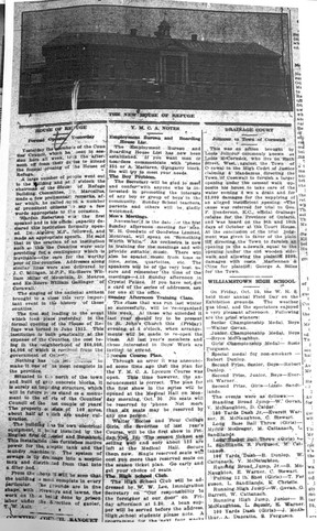Part of the front page of the Cornwall Freeholder on October 17, 1913.