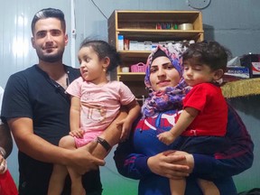 A photo of the Jokhadar family with husband and father Qusai, 26, wife and mother Siwar, 21, daughter Sahar, 3, and son Ward, 1.