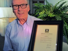 Stan Morris, long-time proprietor of the Port Dover Maple Leaf, received a Dogwood Award from Norfolk County for life-time achievement in 2017. Morris died this week at his home in Port Dover. He was 90. – Monte Sonnenberg