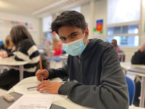 Aditya Mistry is a Grade 8 student at Chelmsford Valley District Composite School, which began offering programs from kindergarten to Grade 12 in September 2020. Danielle Williamson/Rainbow District School Board