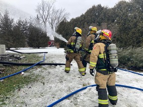 South Frontenac Fire & Rescue crews battled a pair of fires on Christmas Eve. (Photo courtesy of South Frontenac Fire & Rescue Facebook page)