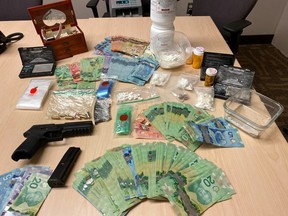 Fentanyl, cocaine, crystal methamphetamine, a firearm, ammunition, cash and drug paraphernalia were all seized by Kingston Police on Dec. 22.