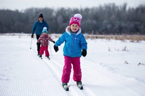 Cross-country skiing at the Strathcona Wilderness Centre is often a family affair. Photo Supplied