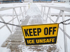 Belleville city officials are warning skaters to stay off thin ice at Victoria Harbour. POSTMEDIA FILE