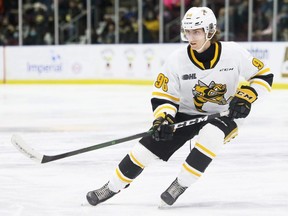 Sarnia Sting's Ty Voit plays against the Kitchener Rangers at Progressive Auto Sales Arena in Sarnia, Ont., on Sunday, Dec. 5, 2021. Mark Malone/Chatham Daily News/Postmedia Network