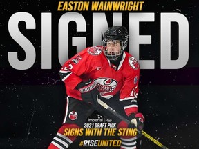 The Sarnia Sting have signed 2021 draft pick Easton Wainwright. (Sarnia Sting Illustration)