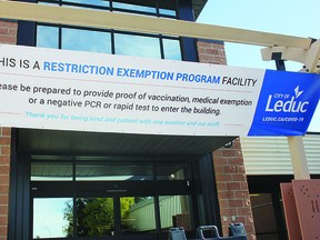 The Leduc Recreation Centre is one of the city’s facilities included in the provincial government’s Restriction Exemption Program. (Ted Murphy)