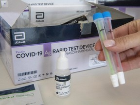 An example of COVID-19 Rapid Test Device kits. (THE CANADIAN PRESS/Frank Gunn)