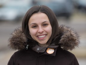 Ariana Mancini poses for a photo during the 2015 provincial election in Fort McMurray on May 5, 2015. Ryan Jackson/Postmedia