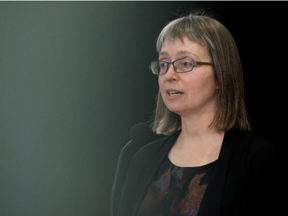 Alberta's chief medical officer of health Dr. Deena Hinshaw provides an update on the province's response to COVID-19 and the new Omicron variant during a news conference in Edmonton on Monday Nov. 29. DAVID BLOOM/Postmedia