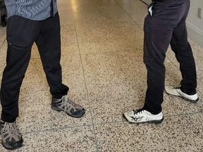 Humble Boxing Academy boxer Brian Samuel (left) and his opponent Kyle McNeil meet face-to-face before their bout at Thrilla by the Hilla in Halifax, N.S. on December 18. Photo courtesy of Brian Samuel.