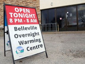 Belleville's warming centre is moving from the former police station, above in March, to Bridge Street United Church. Hastings County's roles in the centre, as well as new ones in Trenton and Bancroft, were discussed at a recent county committee meeting.