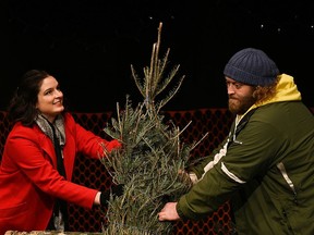 Sonya, played by Jessica McGann, and Daniel, played by Ben Rodgers star in Norm Foster's The Christmas Tree playing at the Pinnacle Playhouse. Final shows are Thursday and Friday at 7:30 p.m. GREG PINCHIN PHOTO