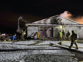 No injuries were reported but damage to a woodworking shop on Bishopsgate Road is estimated at more than $600,000 after a fire on Monday evening.