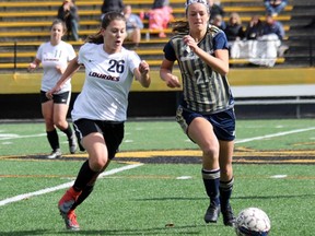 St. John's College graduate Olivia Pomponio (left) was recently selected to the Ohio Collegiate Soccer Association's NCAA Division II/NAIA All-Ohio team.