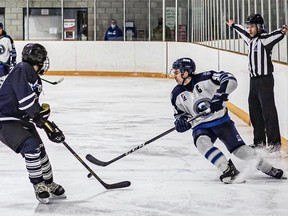 St. George Ravens captain L.J. Beaupre carries the puck during a recent Greater Metro Junior A Hockey League game.