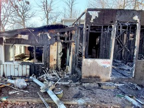 A fire on Friday night destroyed a house on Howe Island. (SUBMITTED PHOTO)