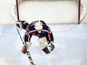 Cornwall goaltender Dax Easter plays in the Colts' home win against the Rockland Nationals on Thursday, Dec. 2. Easter received an honourable mention in the CCM Hockey's Player of the Week in the CCHL award on Tuesday.
Robert Lefebvre/Special to the Cornwall Standard-Freeholder/Postmedia Network