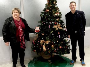 Brockville Peace Medal recipient Jane Hess poses with YMCA of Eastern Ontario CEO Rob Adams. (SUBMITTED PHOTO)