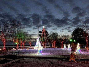 The River of Lights powers up under a dusky sky on Blockhouse Island in Brockville. File photo/The Recorder and Times