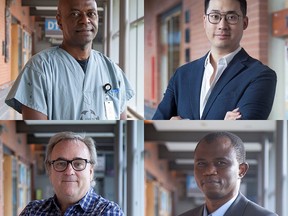 Clockwise from top-left: Dr. Abdelnasir Bashir with the critical care department, Dr. Andrew Yuen, a general surgeon, Dr. Dele Oyebod in the psychiatry department and Dr. William Hodge, an ophthalmologist, recently began practising with the Chatham-Kent Health Alliance.