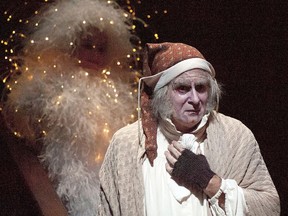 James MacDonald portrays Scrooge and Imogen Wynter is the the Ghost of Christmas Past in this rendition of A Christmas Carol.