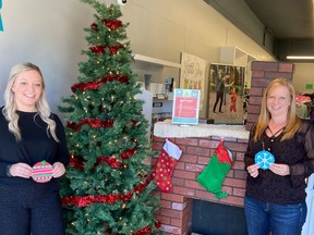 The Adopt a Child Tree has been set up by Big Brothers Big Sisters of South Huron in the Little Shop in Exeter. Pictured are mentoring co-ordinator Nicole Millar and executive director Amy Wilhelm. Handout