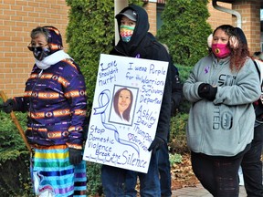 The many supporters of Ashley Thompson made their way down Pitt Street, from the Cornwall Courthouse, on Saturday December 4, 2021 in Cornwall, Ont. Francis Racine/Cornwall Standard-Freeholder/Postmedia Network