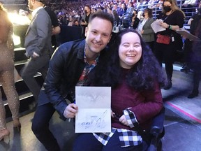 Chesley native Annette Dawm with singer/songwriter Dallas Smith at the 39th annual Canadian Country Music Association (CCMA) Awards in London where Dawm attended as the 2021 Ultimate Canadian Country Music Fan.