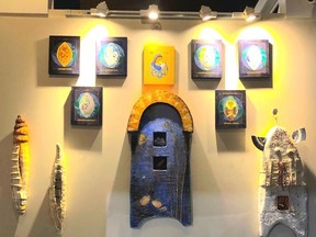 Works by local female artists currently on display at the Thousand Islands History Museum as part of the Gananoque Arts Network exhibit The Creative Feminine:  Mystery to Manifestation.  supplied by Gananoque Arts Network