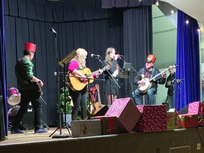 The Lindberg Express performs Thursday evening during the In the Spirit of Christmas concert at the Nanton Community Memorial Centre. The proceeds from the concert were donated to the Nanton Ministerial Food Bank. Performers donated their time for the event, which featured a variety of musical acts. STEPHEN TIPPER