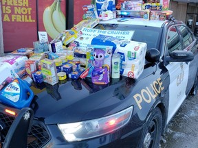 Donations of cash, toys and food made during the OPP Auxiliary Unit's Stuff a Cruiser event go directly to the local Kiwanis Club Toy Drive, St. Joseph's Food Bank in Pembroke and the Petawawa Pantry Food Bank in Petawawa.