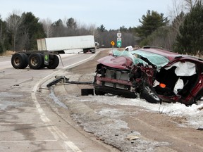 The investigation into a serious three-vehicle collision on Highway 17 near B-Line Road is continuing. Three people were taken to hospital as a result of the collision, which occured around 6:30 a.m. Dec. 15.