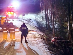 Members of the KIllaloe detachment of the Ontario Provincial Police and North Algona Wilberforce Fire Department responded to a sing-vehicle rollover on Berndt Road on Dec. 7.